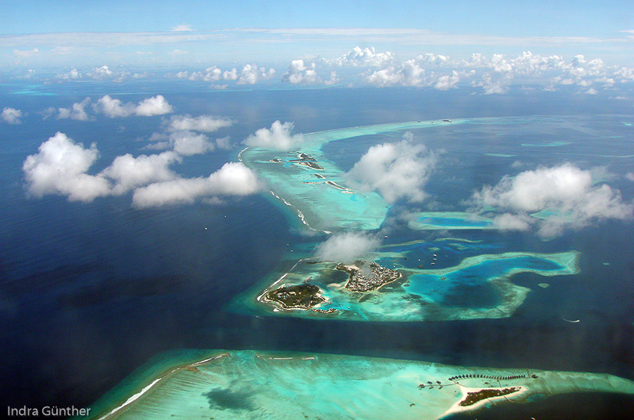 Süd Male Atoll, Anflug auf Male Malediven, 2015