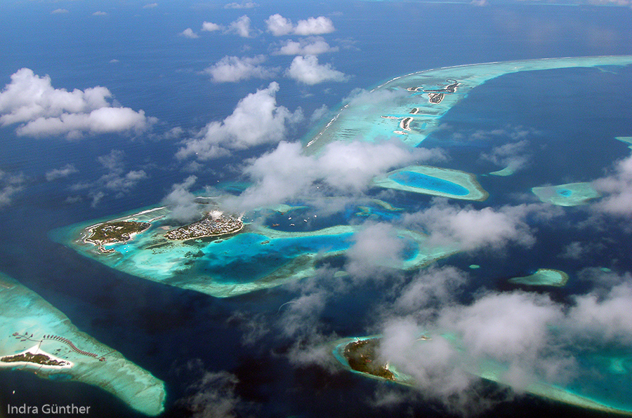 Süd Male Atoll, Anflug auf Male Malediven, 2015